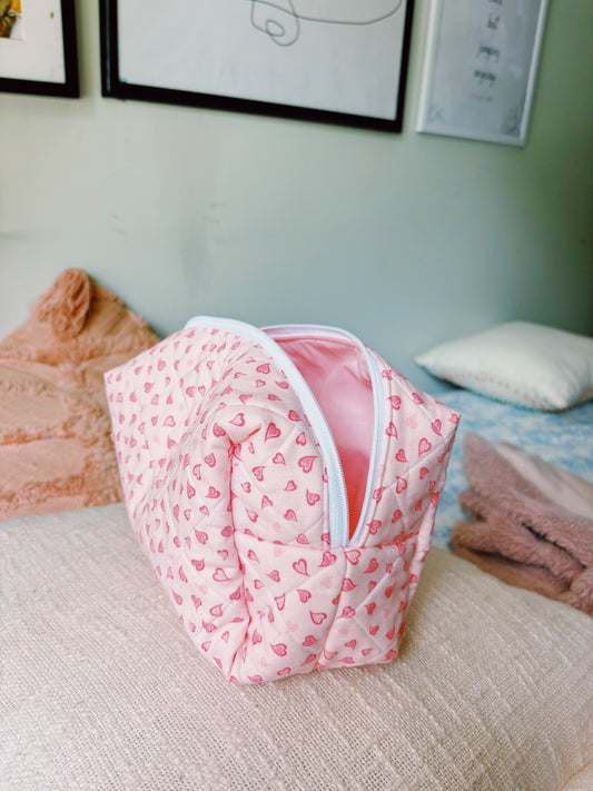hand sewn quilted makeup bag